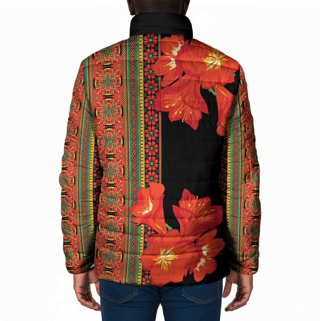 Africa Beauty Clivia Miniata Flowers Padded Jacket