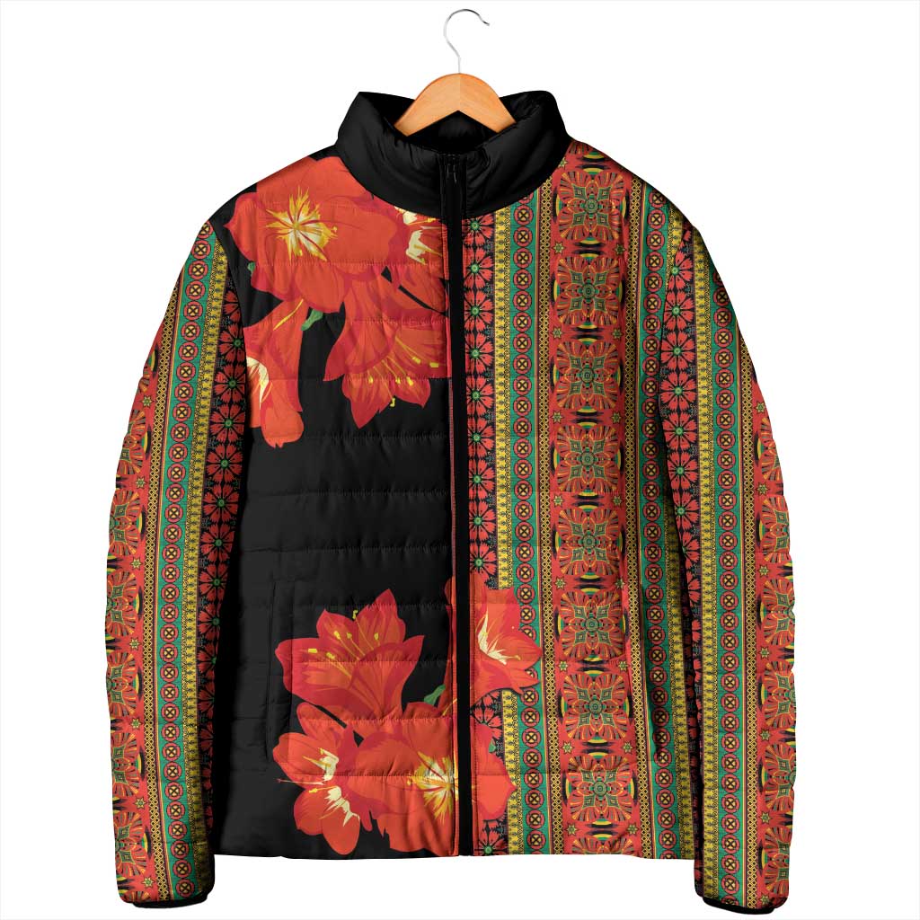 Africa Beauty Clivia Miniata Flowers Padded Jacket