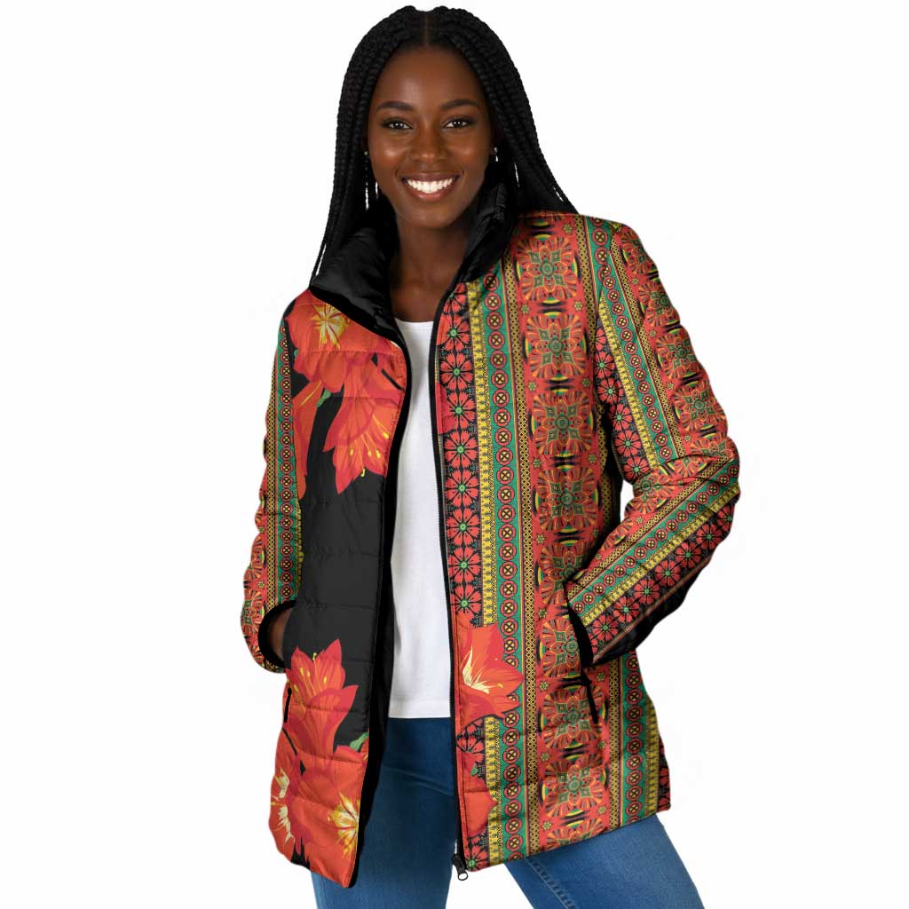 Africa Beauty Clivia Miniata Flowers Padded Jacket