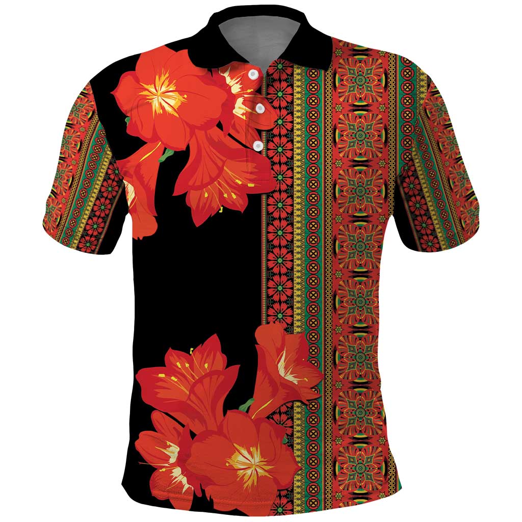 Afro Beauty Clivia Miniata Flowers Polo Shirt