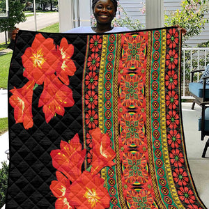 Afro Beauty Clivia Miniata Flowers Quilt