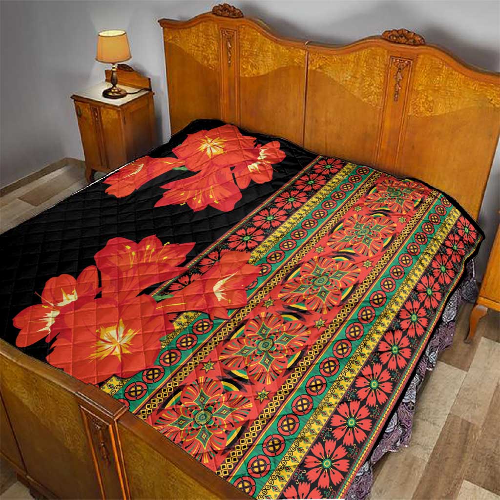Afro Beauty Clivia Miniata Flowers Quilt