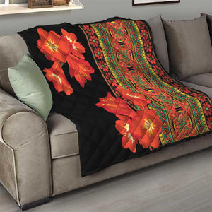 Afro Beauty Clivia Miniata Flowers Quilt