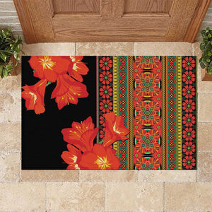 Afro Beauty Clivia Miniata Flowers Rubber Doormat