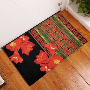 Afro Beauty Clivia Miniata Flowers Rubber Doormat