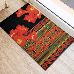 Afro Beauty Clivia Miniata Flowers Rubber Doormat