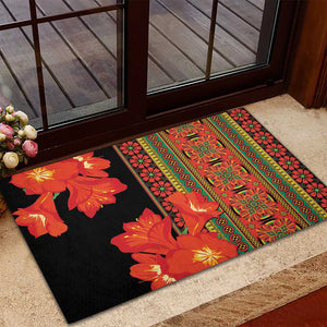 Afro Beauty Clivia Miniata Flowers Rubber Doormat