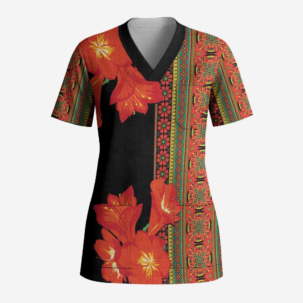 Africa Beauty Clivia Miniata Flowers Scrub Top