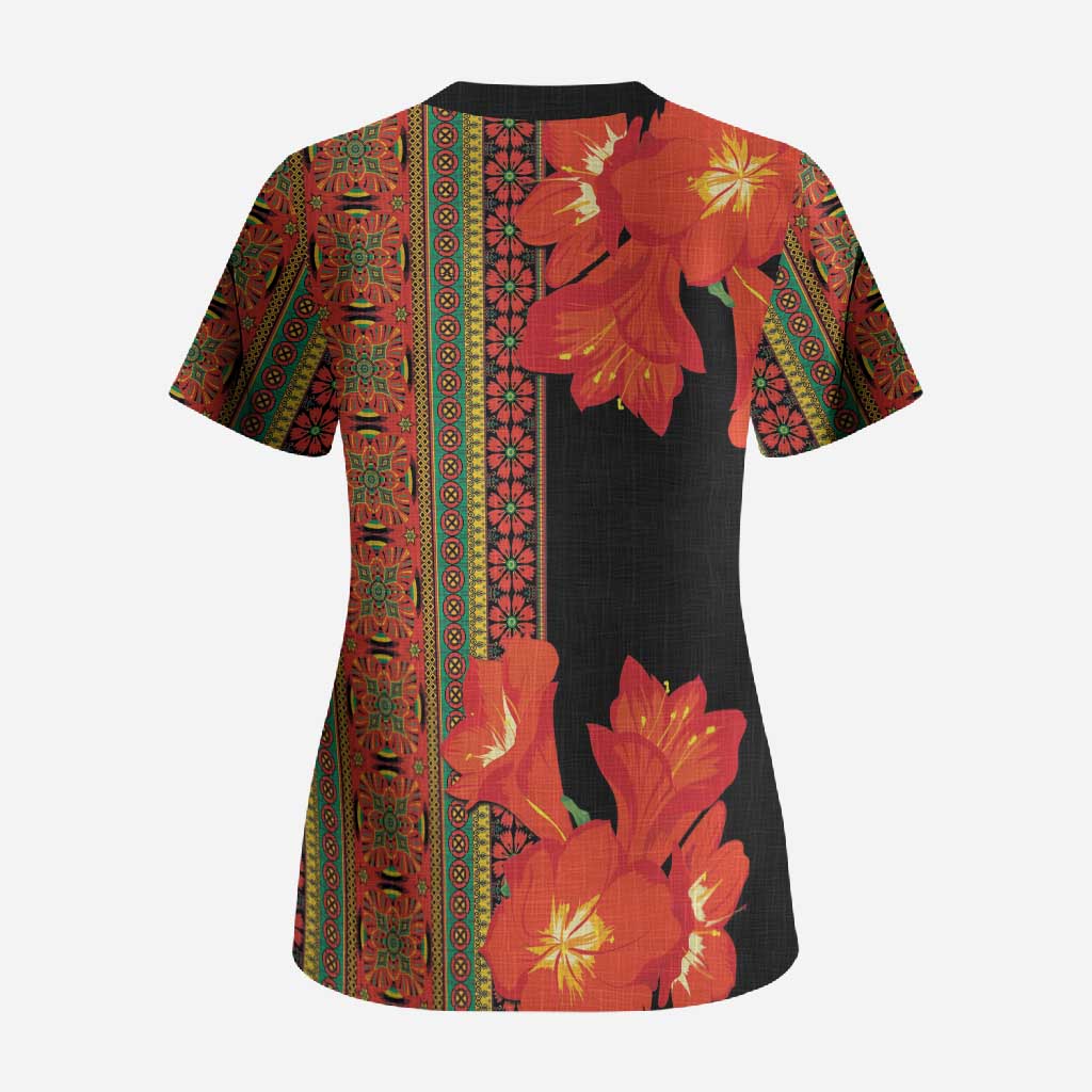Africa Beauty Clivia Miniata Flowers Scrub Top