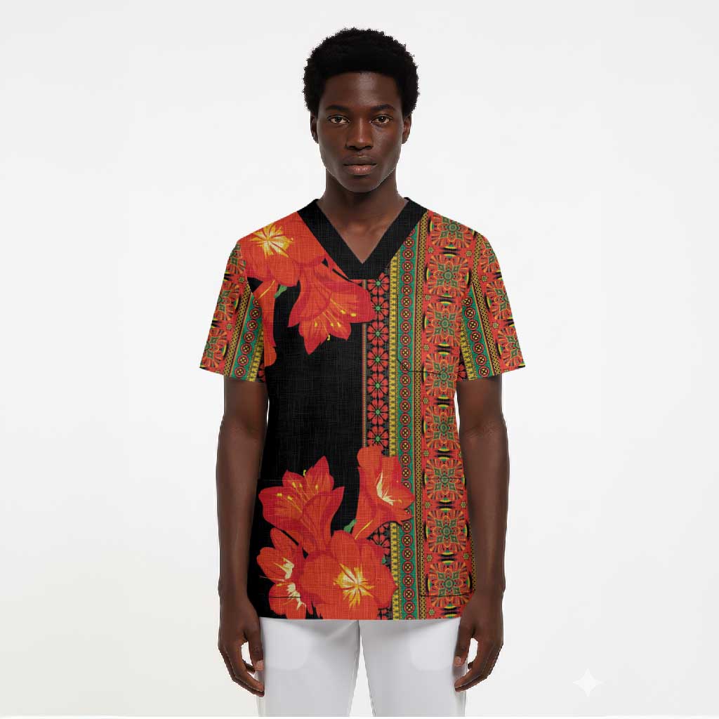 Africa Beauty Clivia Miniata Flowers Scrub Top
