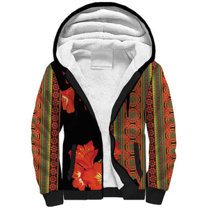 Afro Beauty Clivia Miniata Flowers Sherpa Hoodie