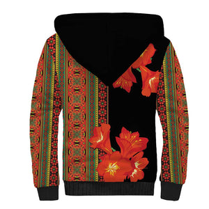 Afro Beauty Clivia Miniata Flowers Sherpa Hoodie