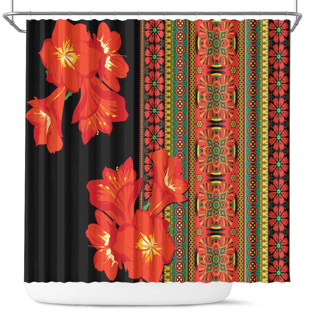 Afro Beauty Clivia Miniata Flowers Shower Curtain