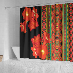 Afro Beauty Clivia Miniata Flowers Shower Curtain