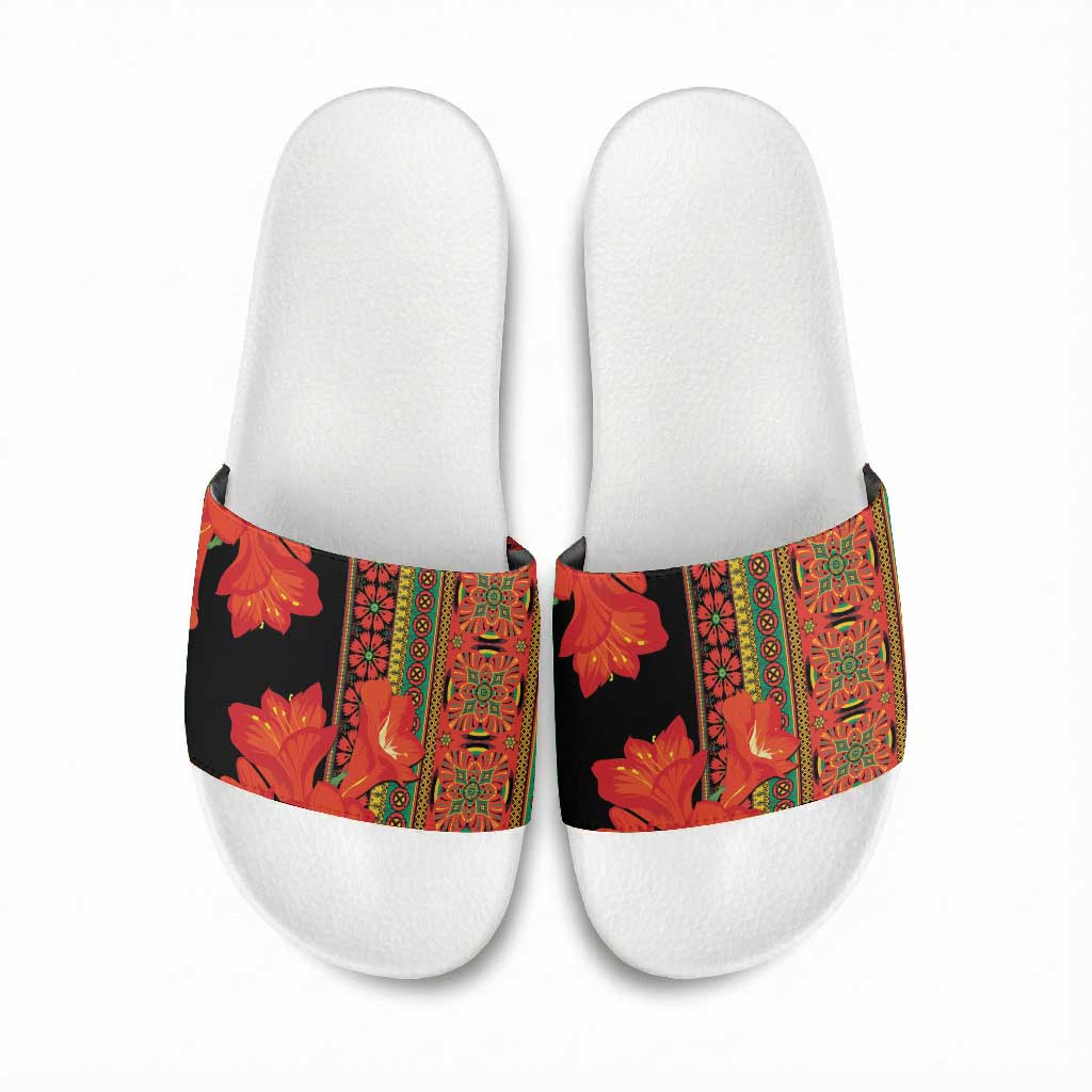 Africa Beauty Clivia Miniata Flowers Slide Sandals