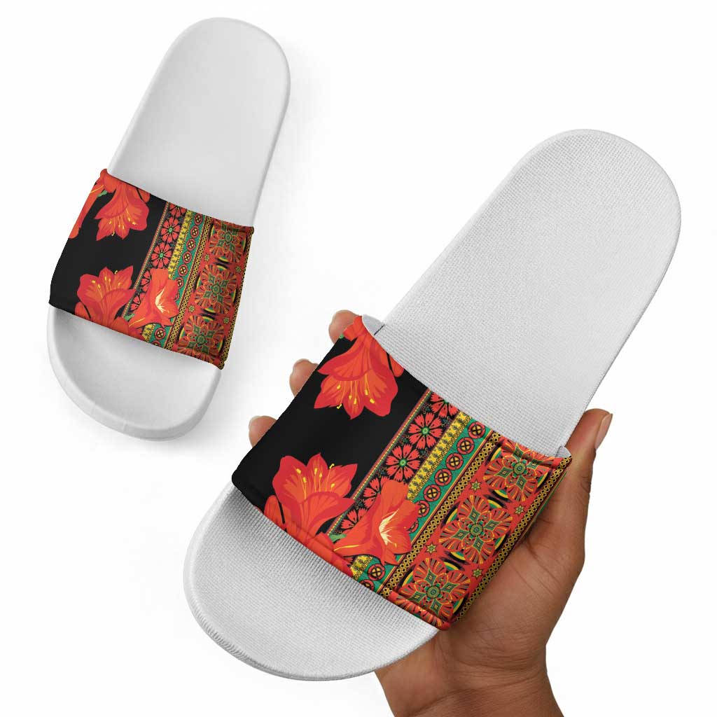 Africa Beauty Clivia Miniata Flowers Slide Sandals