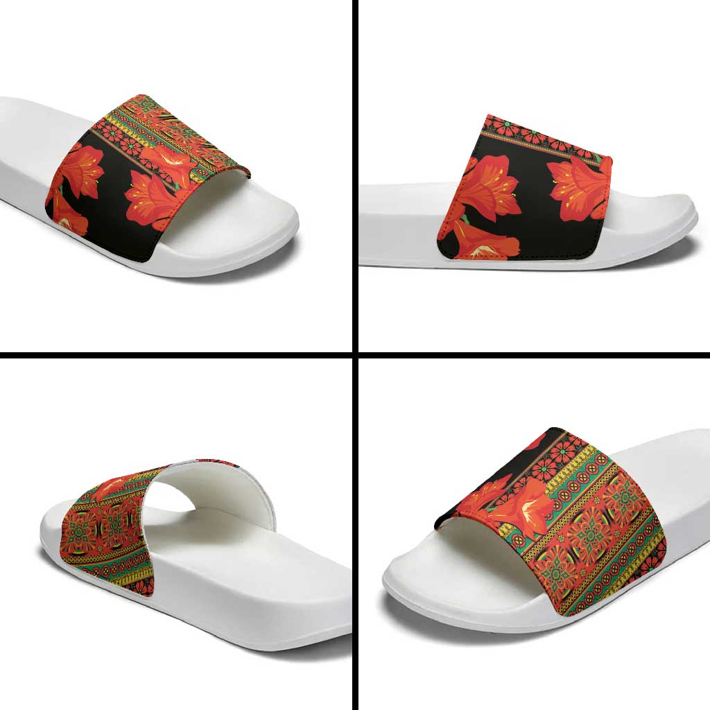 Africa Beauty Clivia Miniata Flowers Slide Sandals