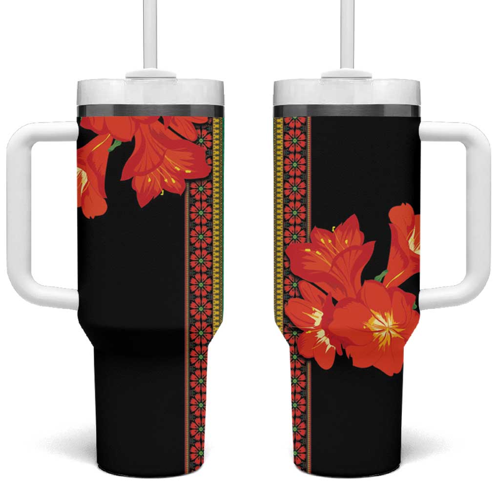 Afro Beauty Clivia Miniata Flowers Tumbler With Handle