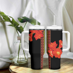 Afro Beauty Clivia Miniata Flowers Tumbler With Handle