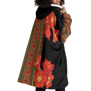 Afro Beauty Clivia Miniata Flowers Wearable Blanket Hoodie