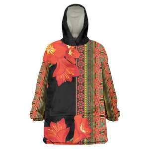 Afro Beauty Clivia Miniata Flowers Wearable Blanket Hoodie