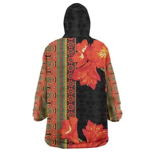 Afro Beauty Clivia Miniata Flowers Wearable Blanket Hoodie