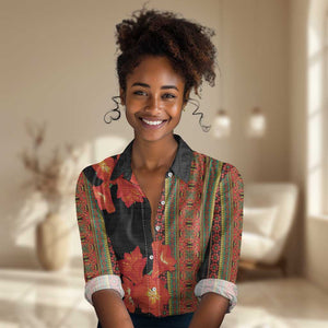 Afro Beauty Clivia Miniata Flowers Women Casual Shirt