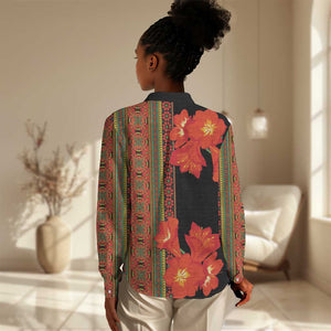 Afro Beauty Clivia Miniata Flowers Women Casual Shirt