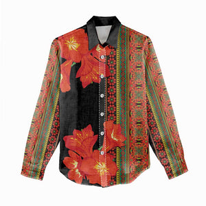 Afro Beauty Clivia Miniata Flowers Women Casual Shirt