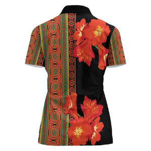 Afro Beauty Clivia Miniata Flowers Women Polo Shirt