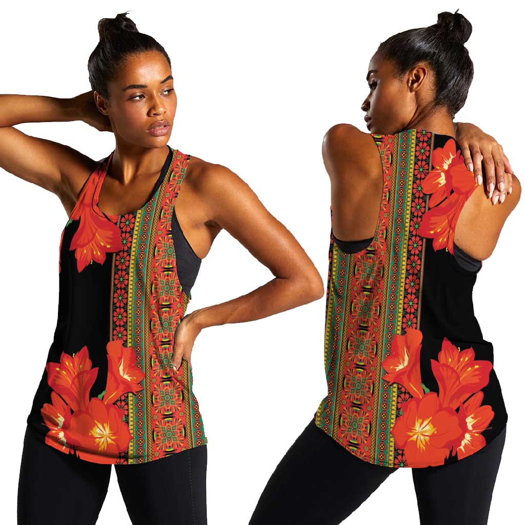 Afro Beauty Clivia Miniata Flowers Women Racerback Tank