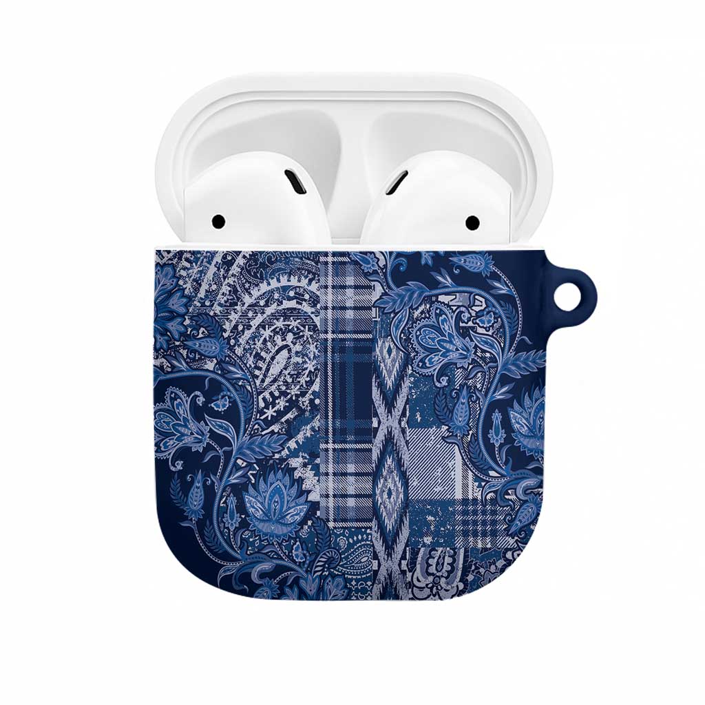 Africa Floral mix Maasai Shuka AirPods Case Blue Moitf