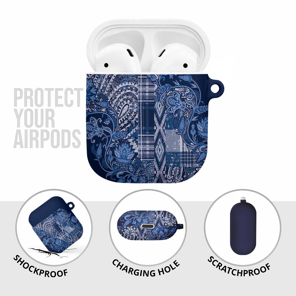 Africa Floral mix Maasai Shuka AirPods Case Blue Moitf