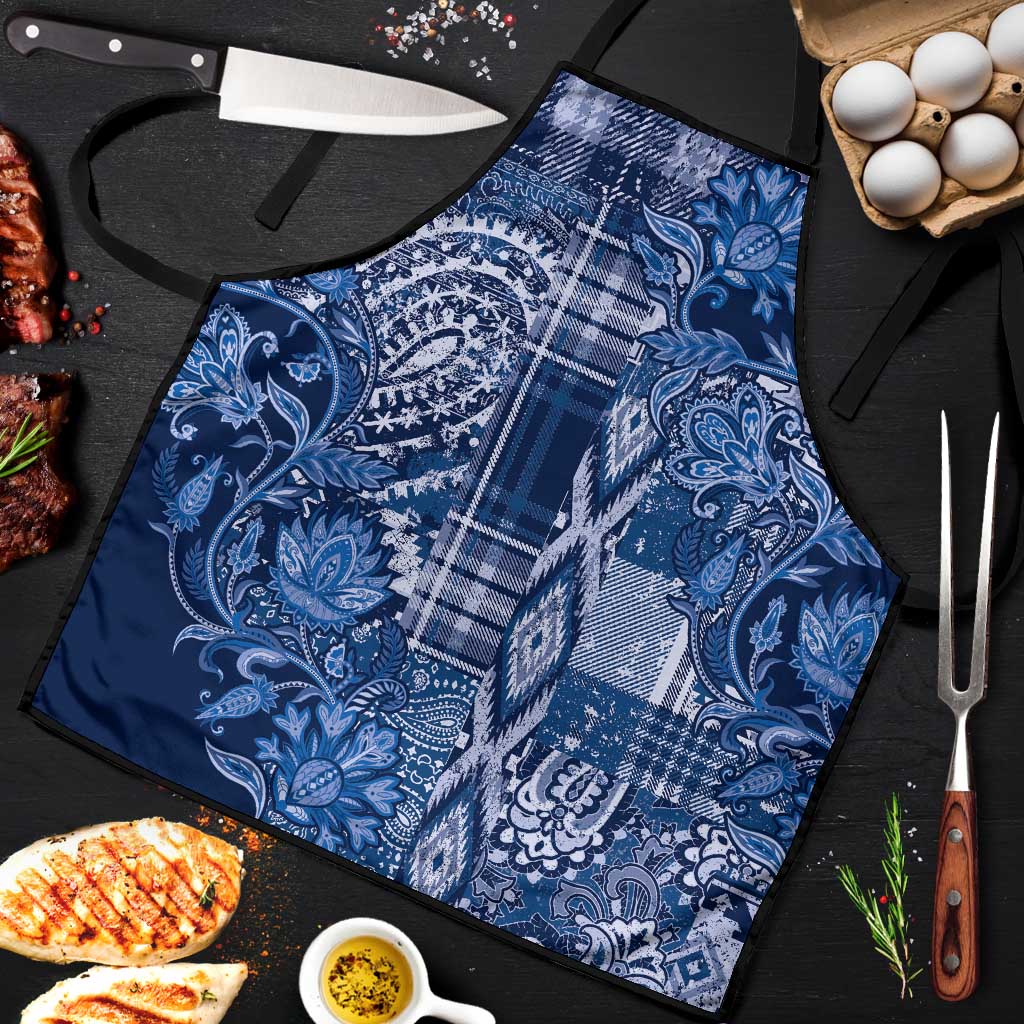Africa Floral mix Maasai Shuka Apron Blue Moitf