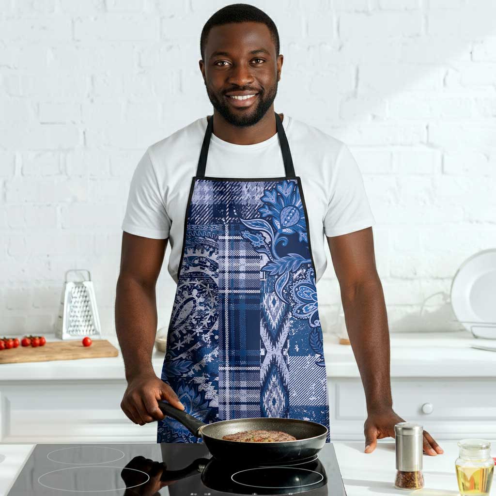 Africa Floral mix Maasai Shuka Apron Blue Moitf