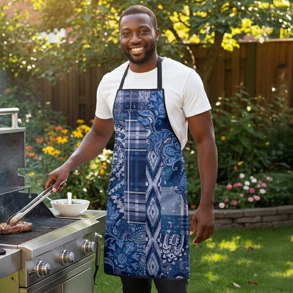 Africa Floral mix Maasai Shuka Apron Blue Moitf