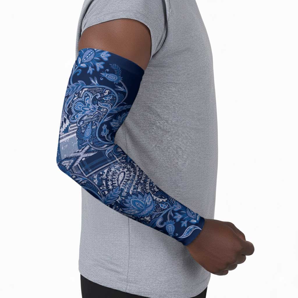 Africa Floral mix Maasai Shuka Arm Sleeves Blue Moitf