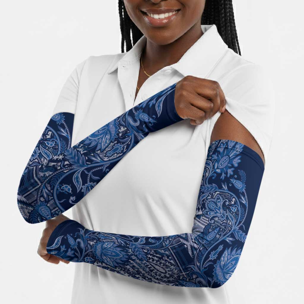 Africa Floral mix Maasai Shuka Arm Sleeves Blue Moitf