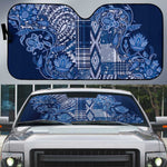 Africa Floral mix Maasai Shuka Auto Sun Shade Blue Moitf