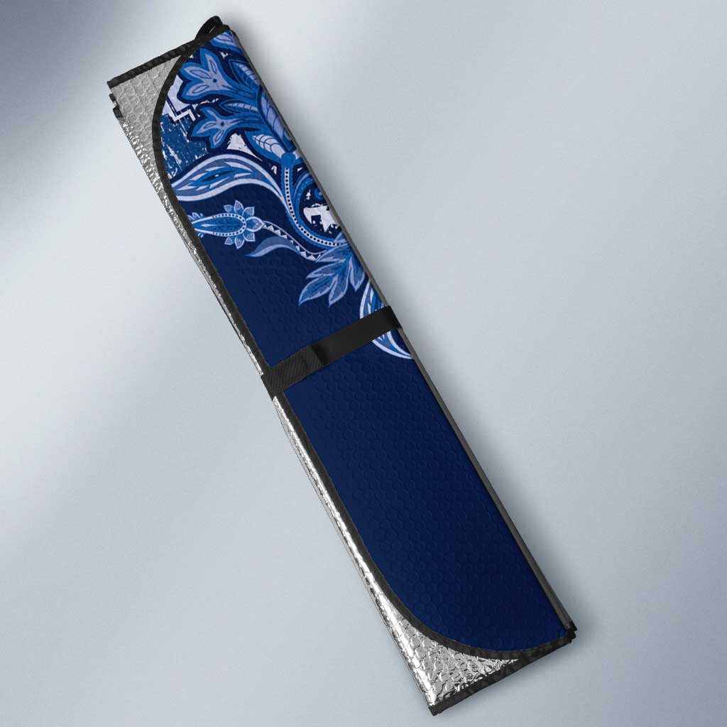 Africa Floral mix Maasai Shuka Auto Sun Shade Blue Moitf