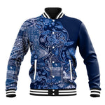 Afro Floral mix Maasai Shuka Baseball Jacket Blue Moitf LT9