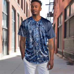 Afro Floral mix Maasai Shuka Baseball Jersey Blue Moitf