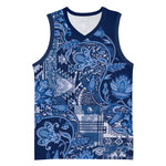 Afro Floral mix Maasai Shuka Basketball Jersey Blue Moitf LT9
