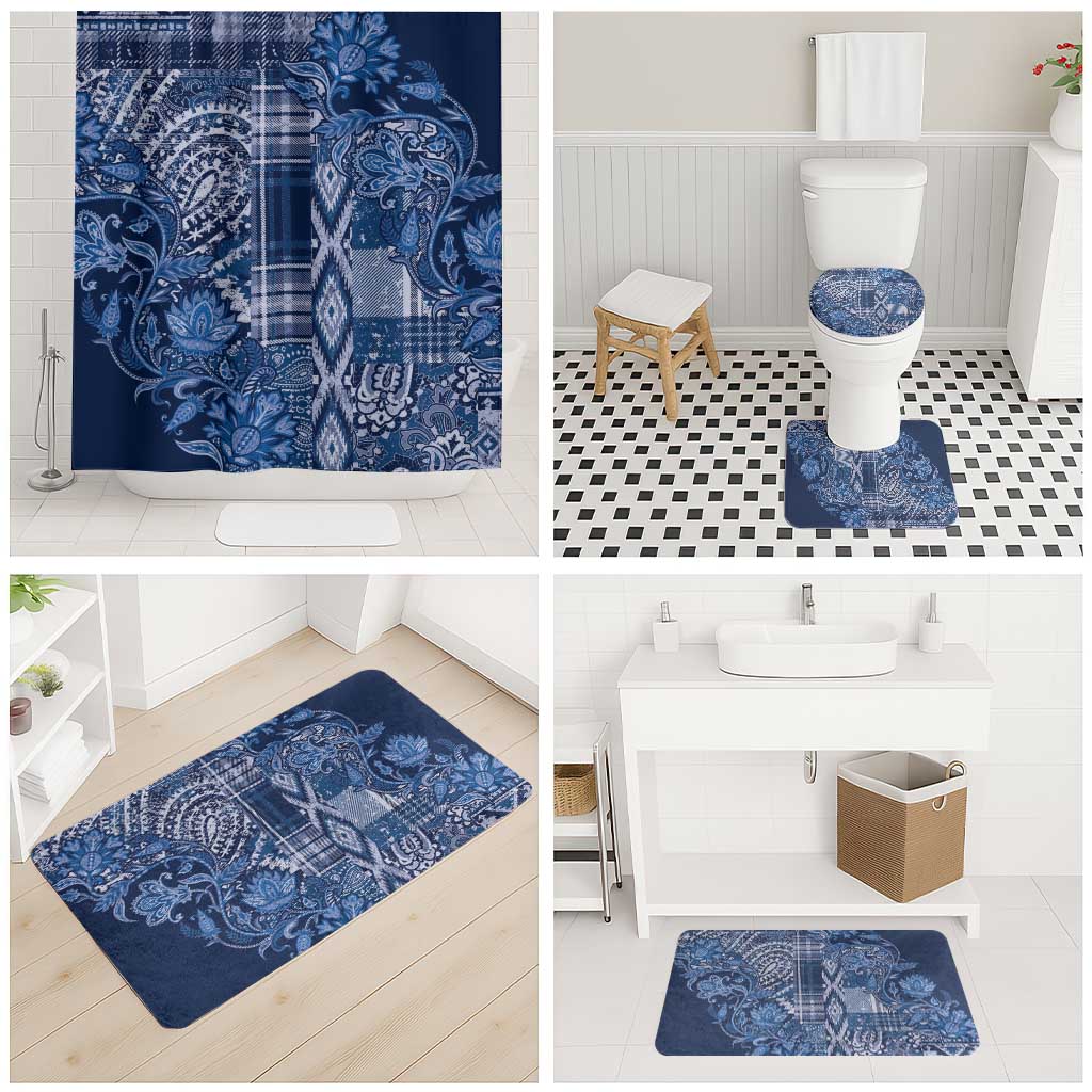 Africa Floral mix Maasai Shuka Bathroom Set Blue Moitf