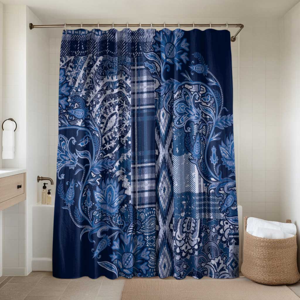 Africa Floral mix Maasai Shuka Bathroom Set Blue Moitf