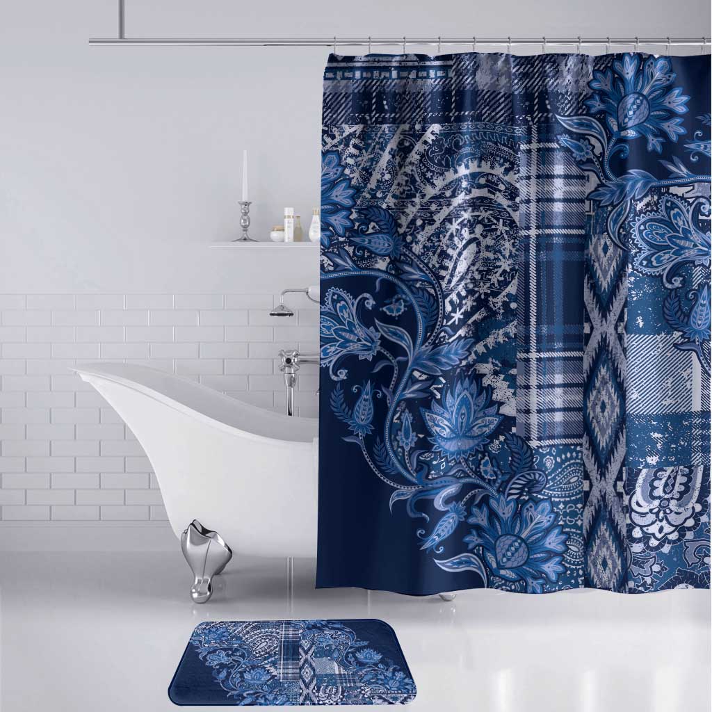 Africa Floral mix Maasai Shuka Bathroom Set Blue Moitf