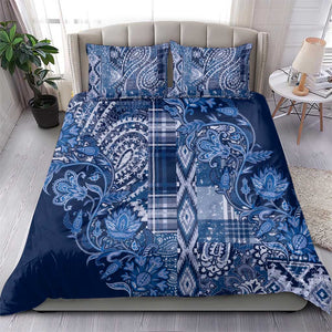 Afro Floral mix Maasai Shuka Bedding Set Blue Moitf