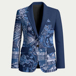 Africa Floral mix Maasai Shuka Blazer Blue Moitf