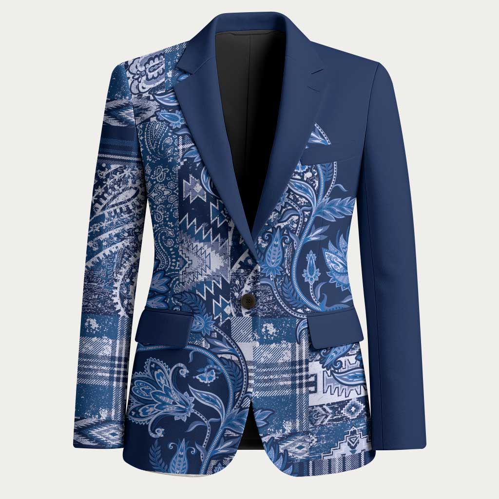 Africa Floral mix Maasai Shuka Blazer Blue Moitf