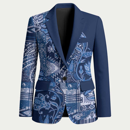 Africa Floral mix Maasai Shuka Blazer Blue Moitf